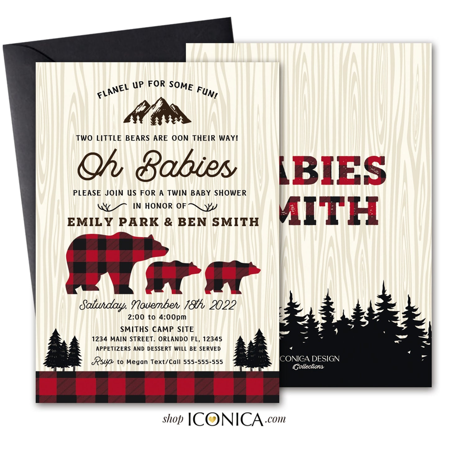 Lumberjack Baby Shower invitation Printed -Buffalo plaid invitation-Christmas cards -Lumberjack invitation-Lumberjack First Birthday card