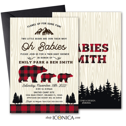 Lumberjack Baby Shower invitation Printed -Buffalo plaid invitation-Christmas cards -Lumberjack invitation-Lumberjack First Birthday card