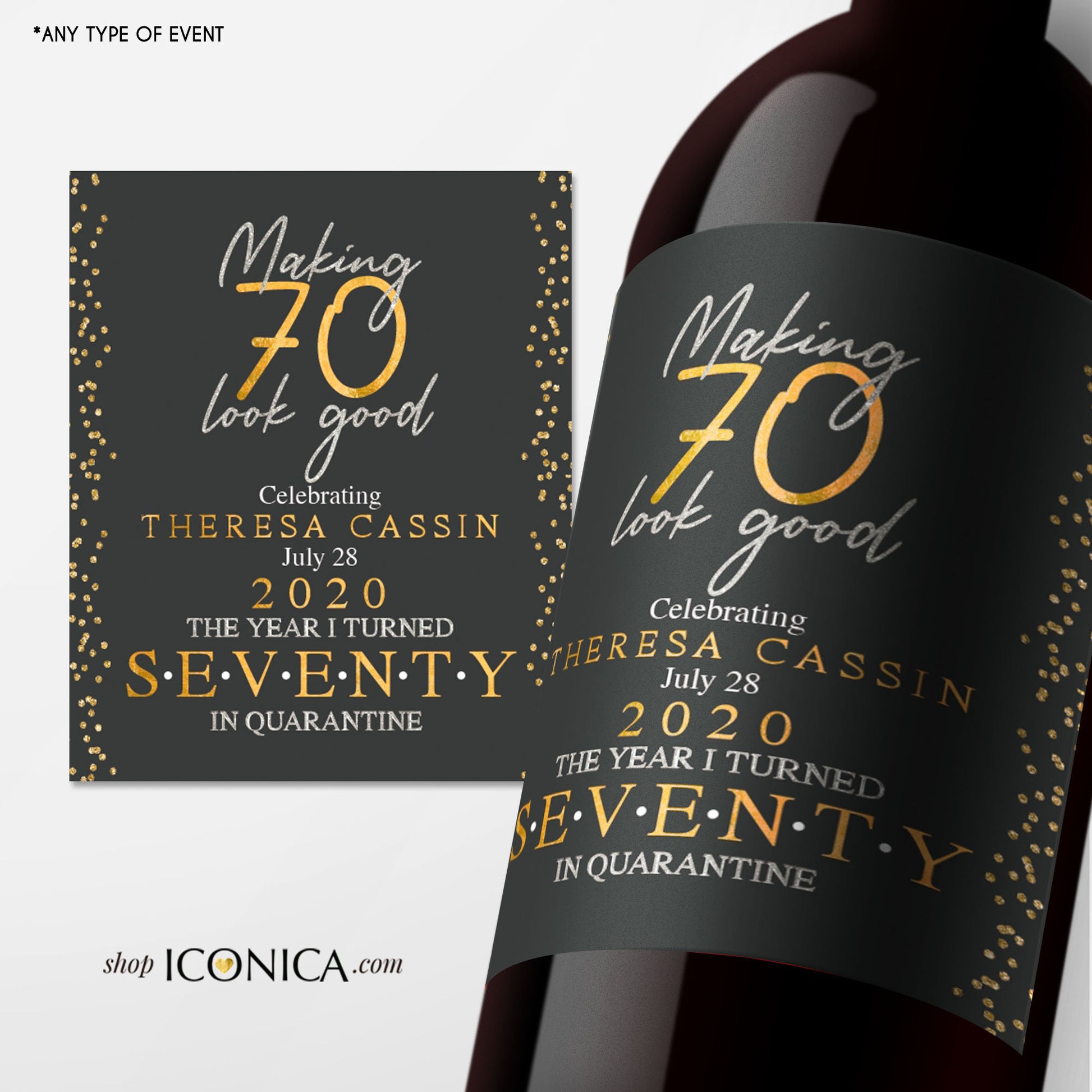 Personalized 50th Birthday Wine Label, Milestone Celebration