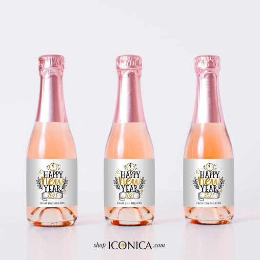 Personalized New Year Champagne Labels | Mini Bottle Decorations