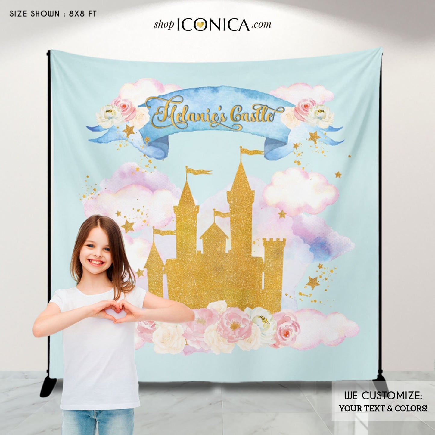 Personalized Princess Castle Backdrop | Birthday Party Decoration