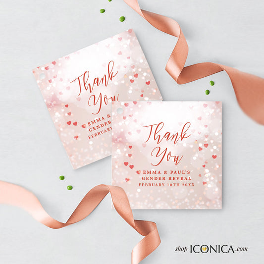Personalized Valentine's Gender Reveal Favor Tags | Thank You Tags