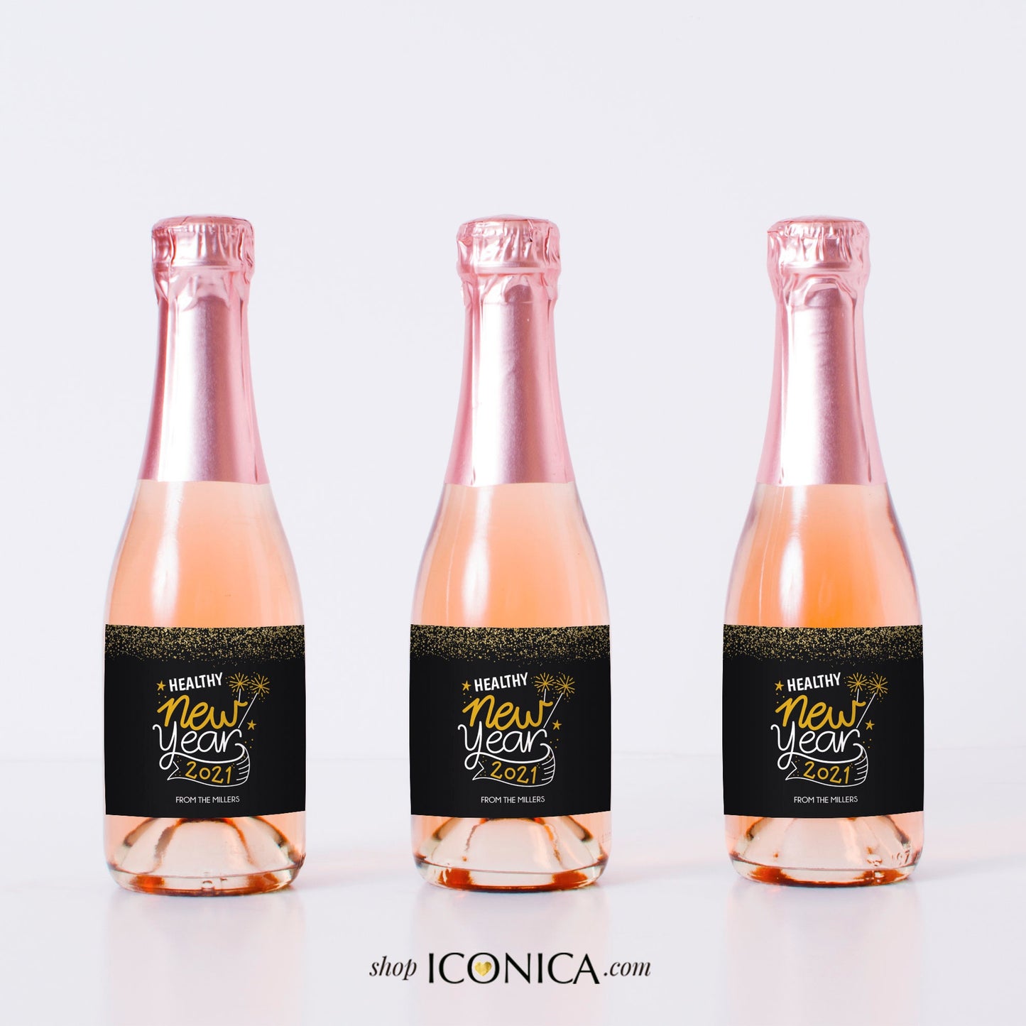 Personalized New Year Mini Champagne Labels | Custom Text
