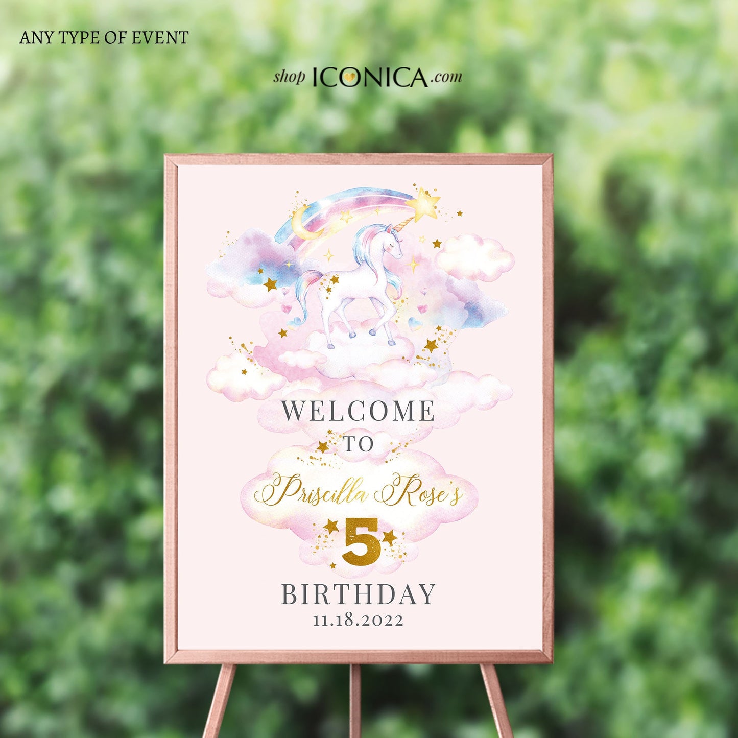 Unicorn Birthday Welcome Sign, Custom Party Decor