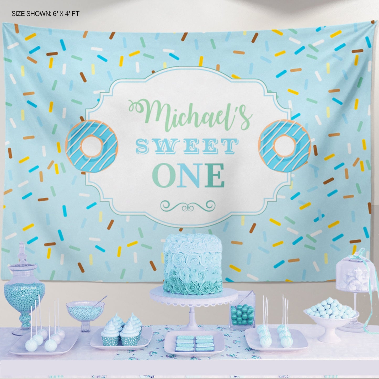Donut Sprinkles Birthday Backdrop | Sweet ONE, Photo Booth (Printed or Printable File)