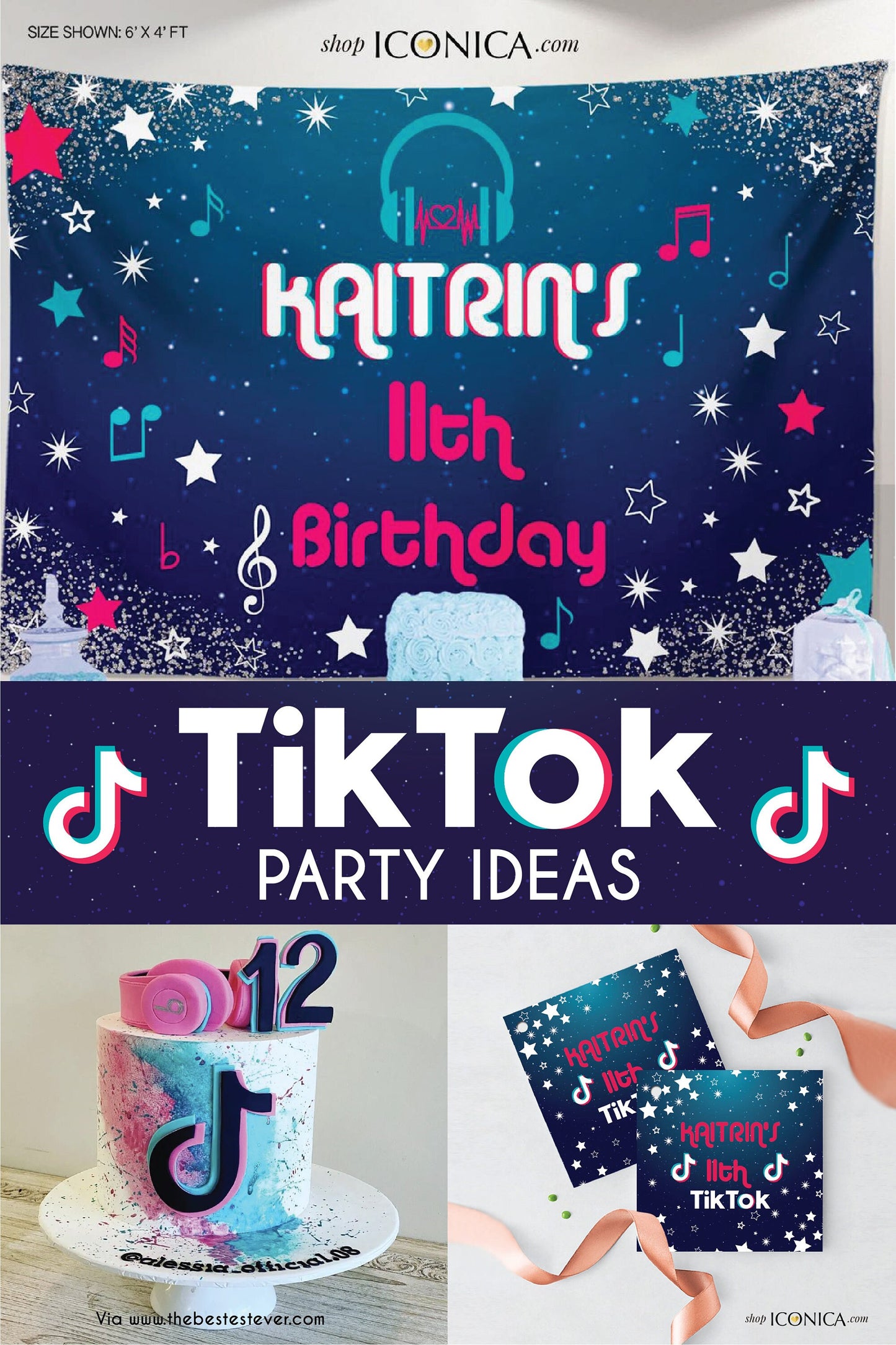 Music Birthday Backdrop for Girls, Teen Dance Party Banner