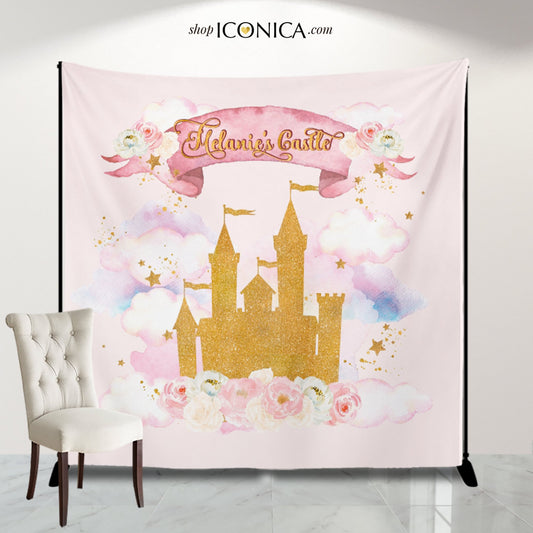 Personalized Princess Castle Backdrop | Birthday Party Decoration