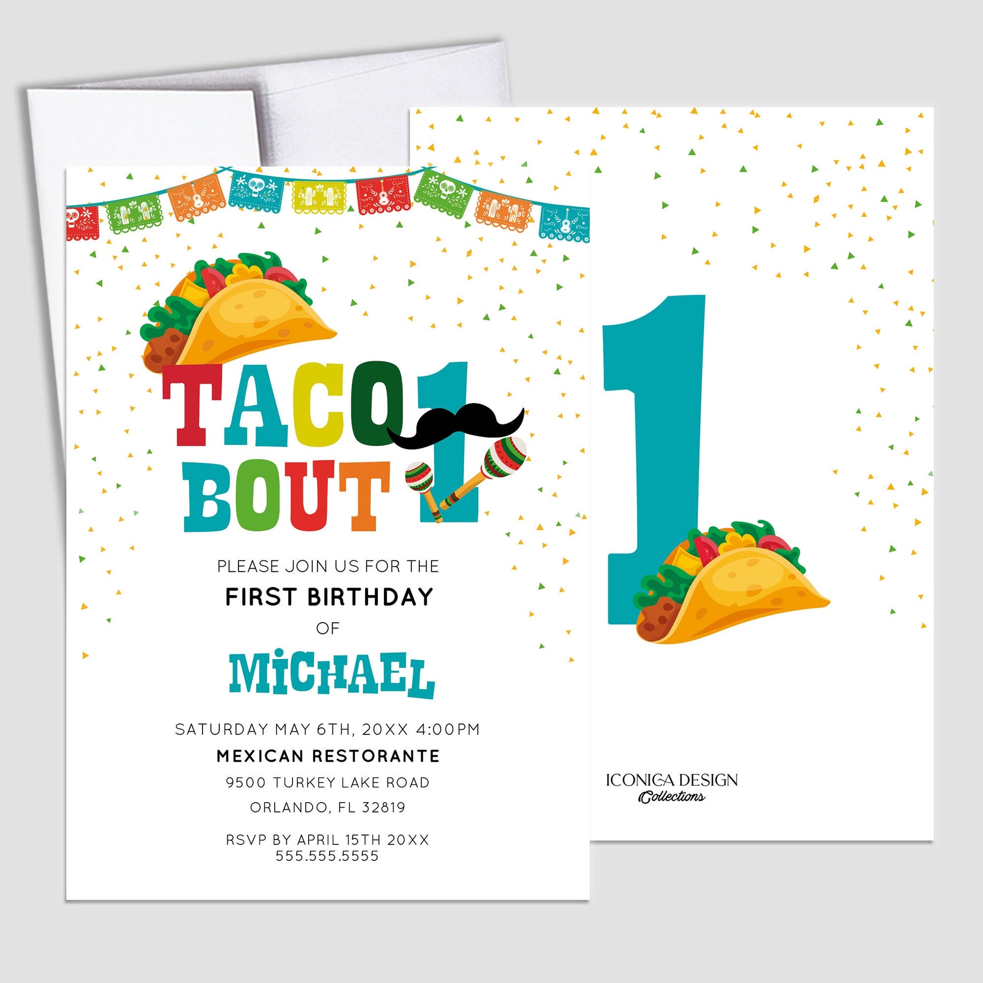 Taco About One Invitation, Fiesta 1st Birthday, Cinco de Mayo Card