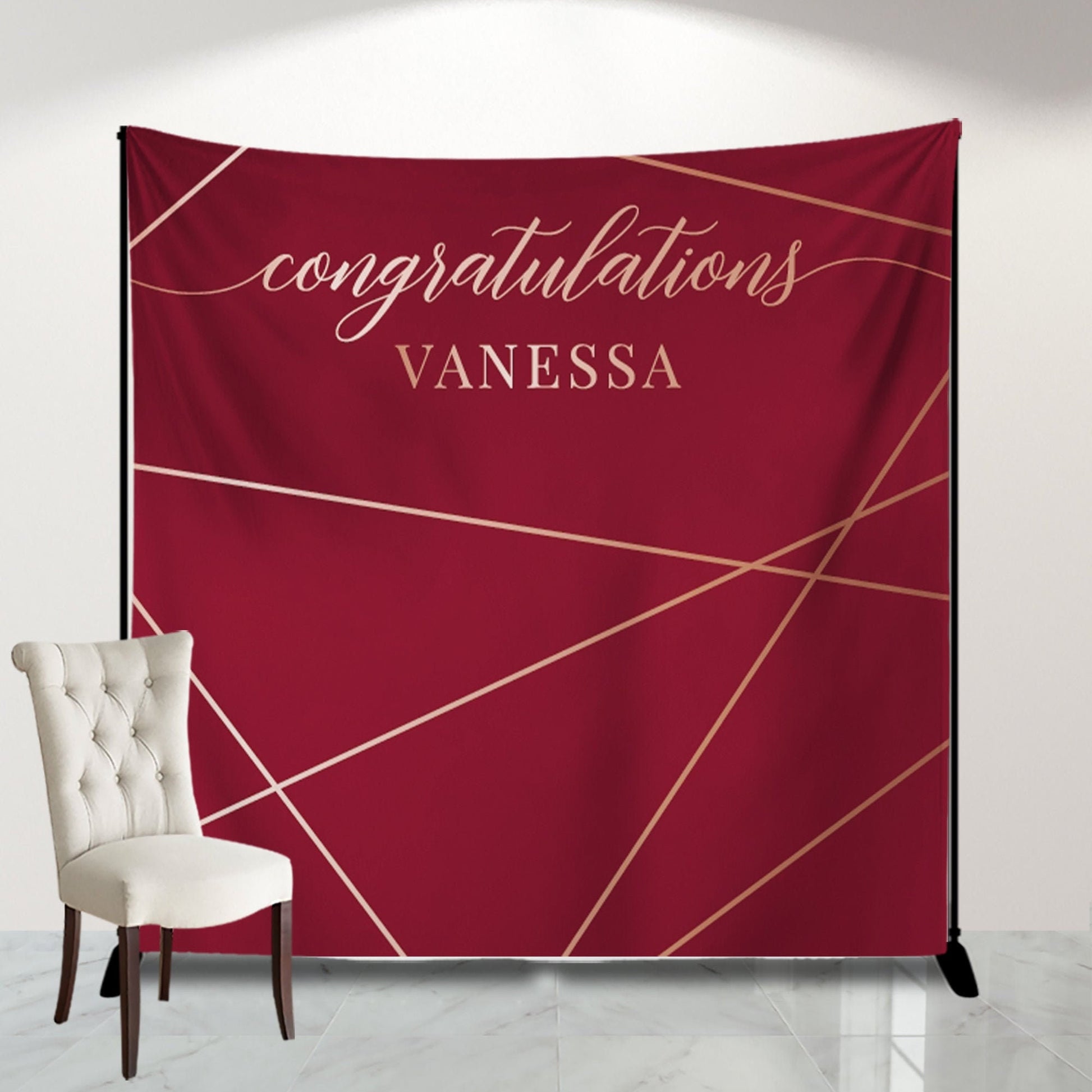 Personalized Graduation Backdrop, Modern Geometric Design