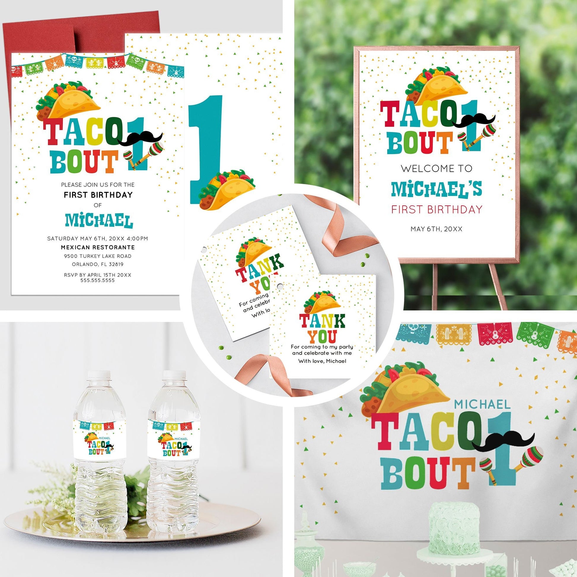 Personalized Taco 'Bout One Bottle Labels, Fiesta Theme