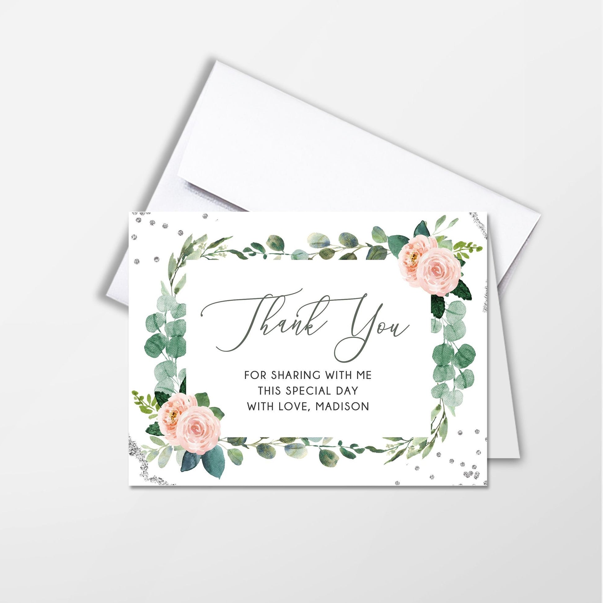 Floral Succulent Thank You Cards, Printed A2 with Envelopes