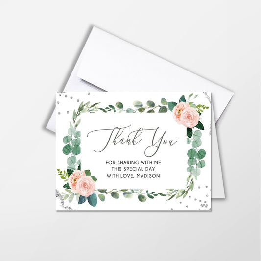 Floral Succulent Thank You Cards, Printed A2 with Envelopes