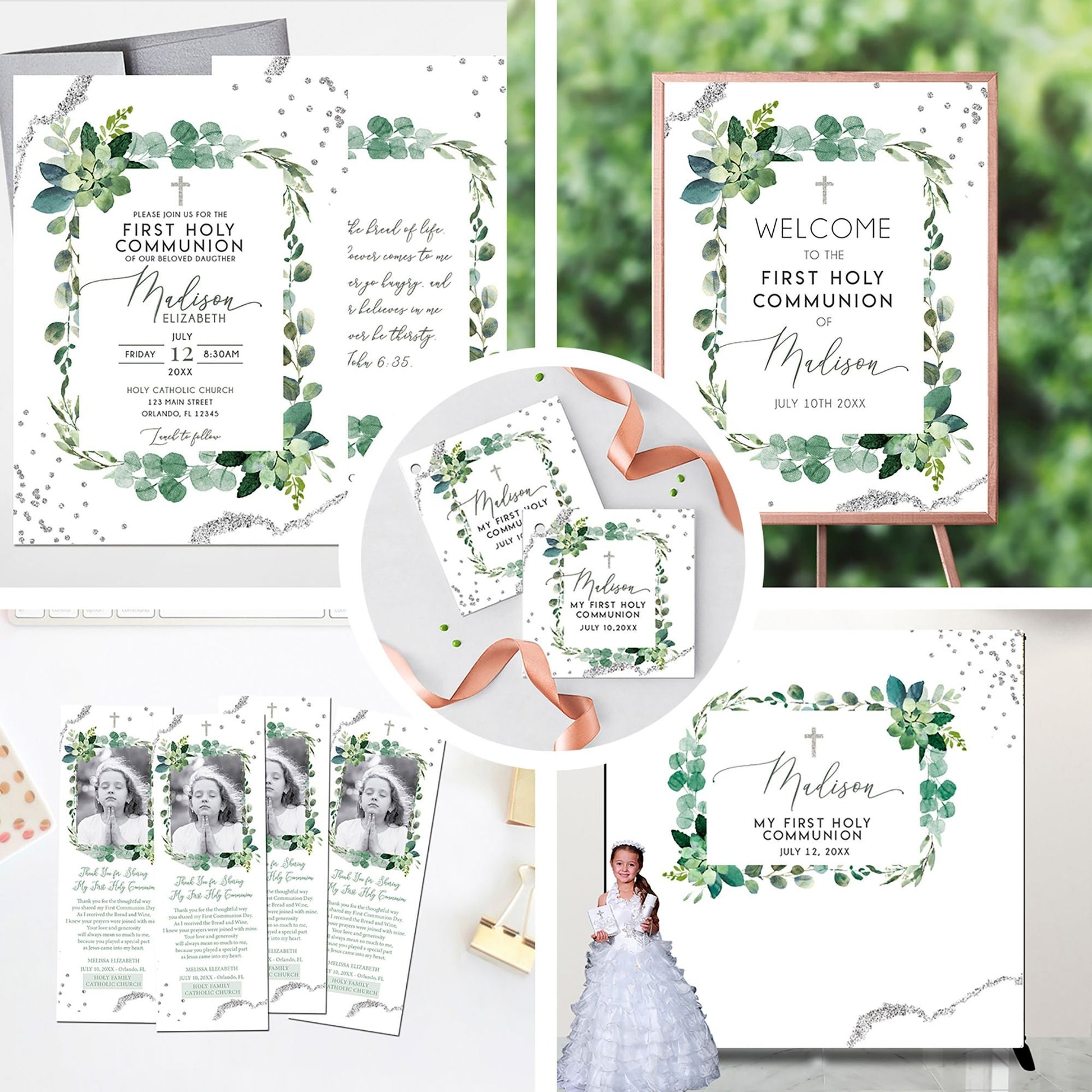 Succulent Greenery Thank You Cards, A2 Printed Cards