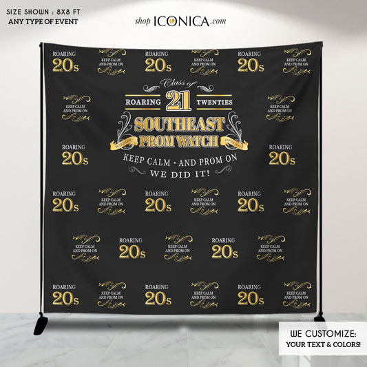 Prom Backdrop, Roaring 20s Theme, Personalized Step and Repeat Banner