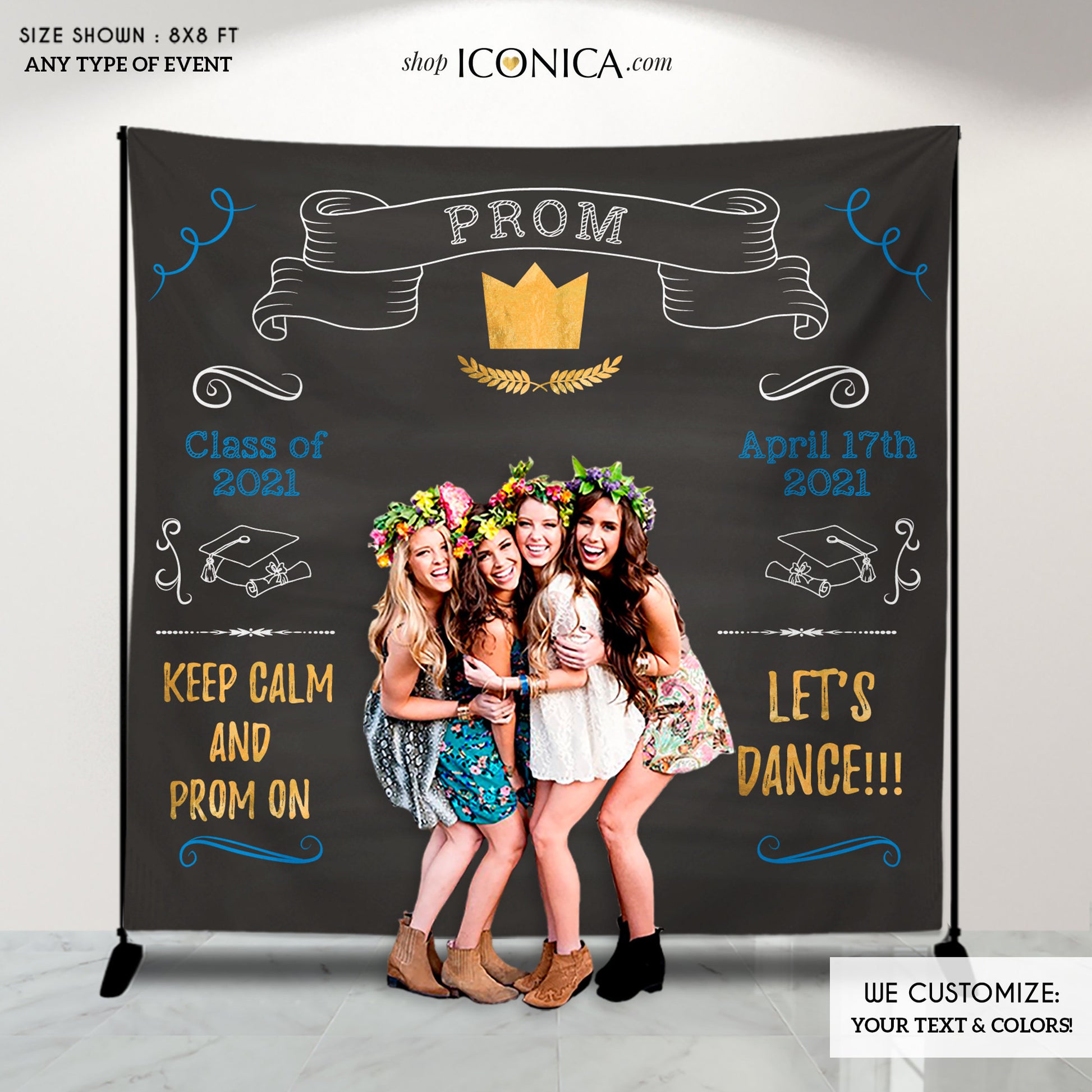Personalized Prom Photo Backdrop, Custom Graduation Step and Repeat