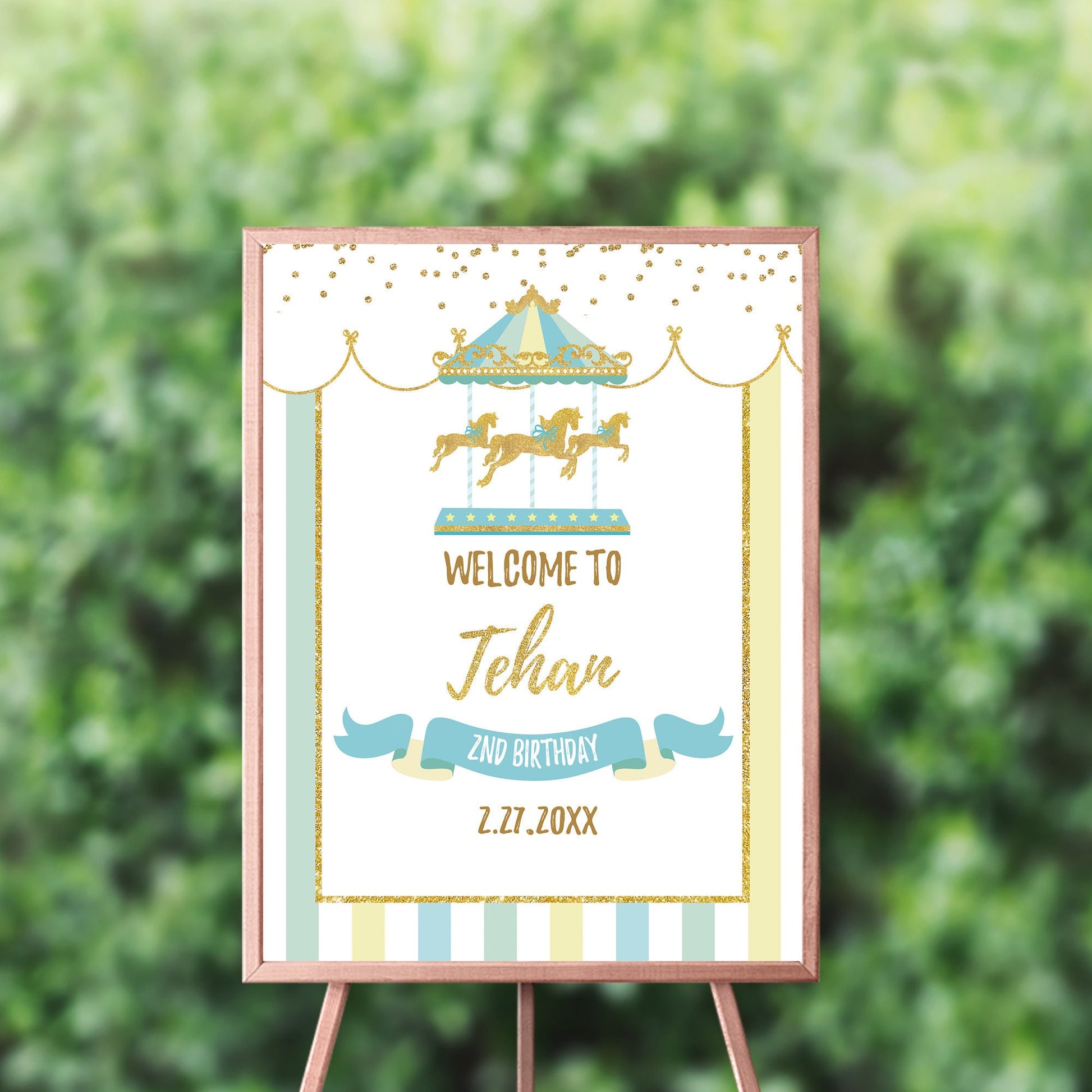 Carousel Birthday Welcome Sign, Carnival Circus Theme (Printed or Digital)