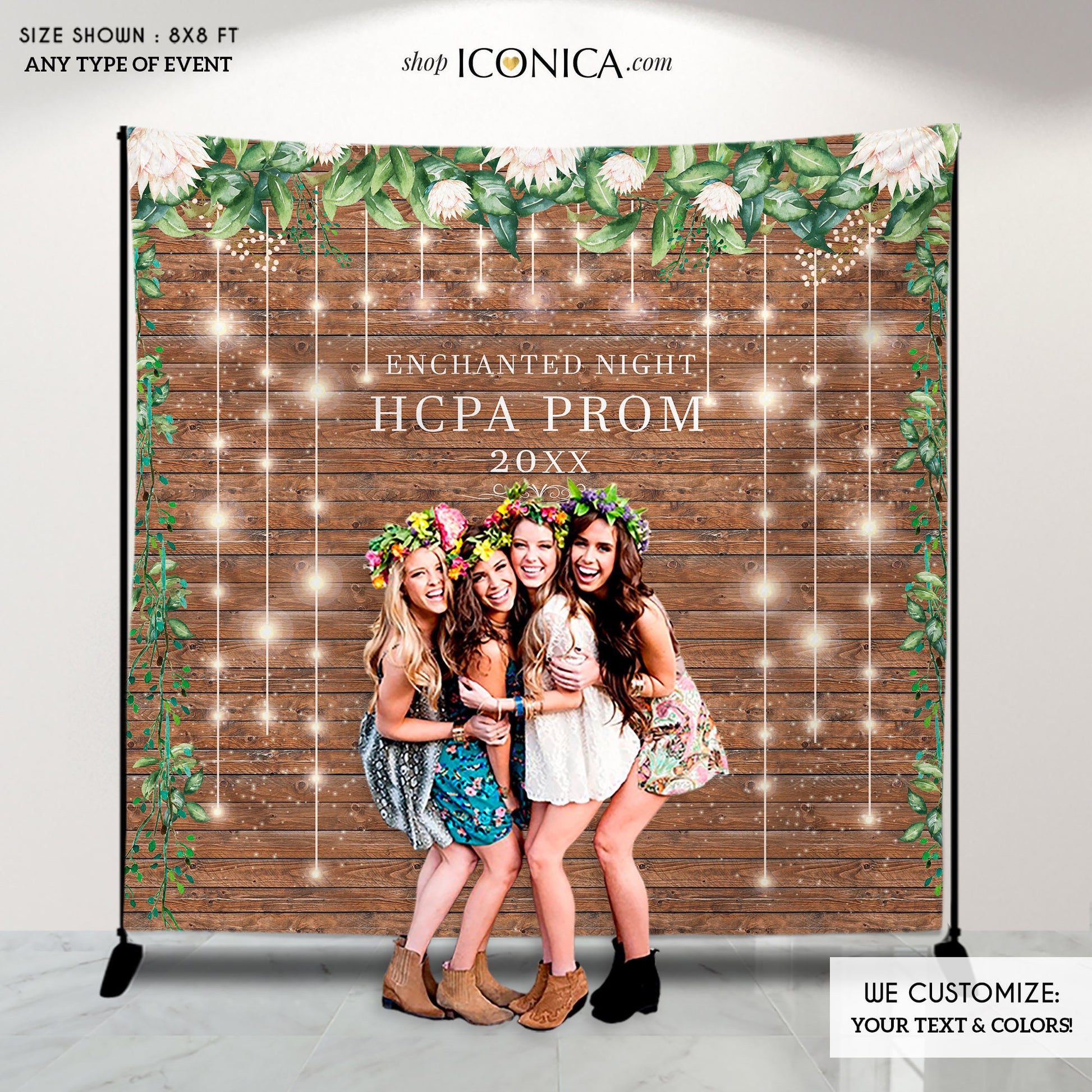Personalized Graduation Backdrop, Rustic Greenery Prom Decorations