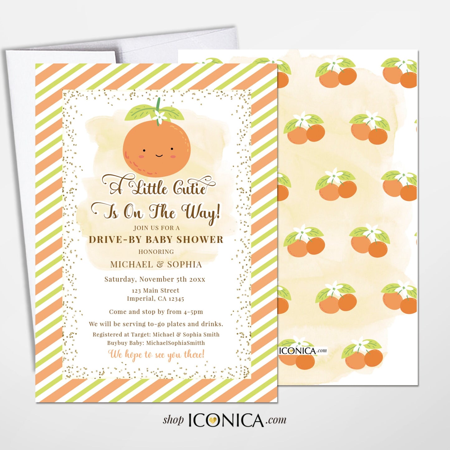 Custom Citrus Baby Shower Welcome Sign, Little Cutie Theme