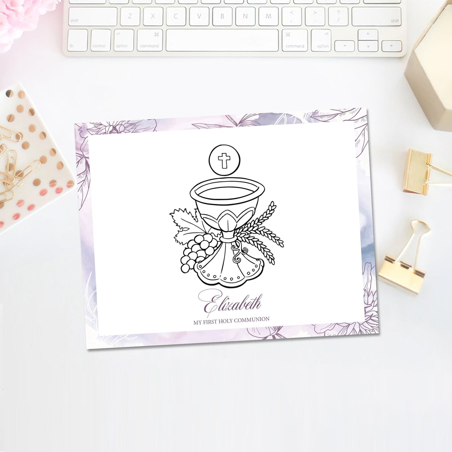 Floral Lavender Watercolor Placemat, 8x10 Printable (DIY)