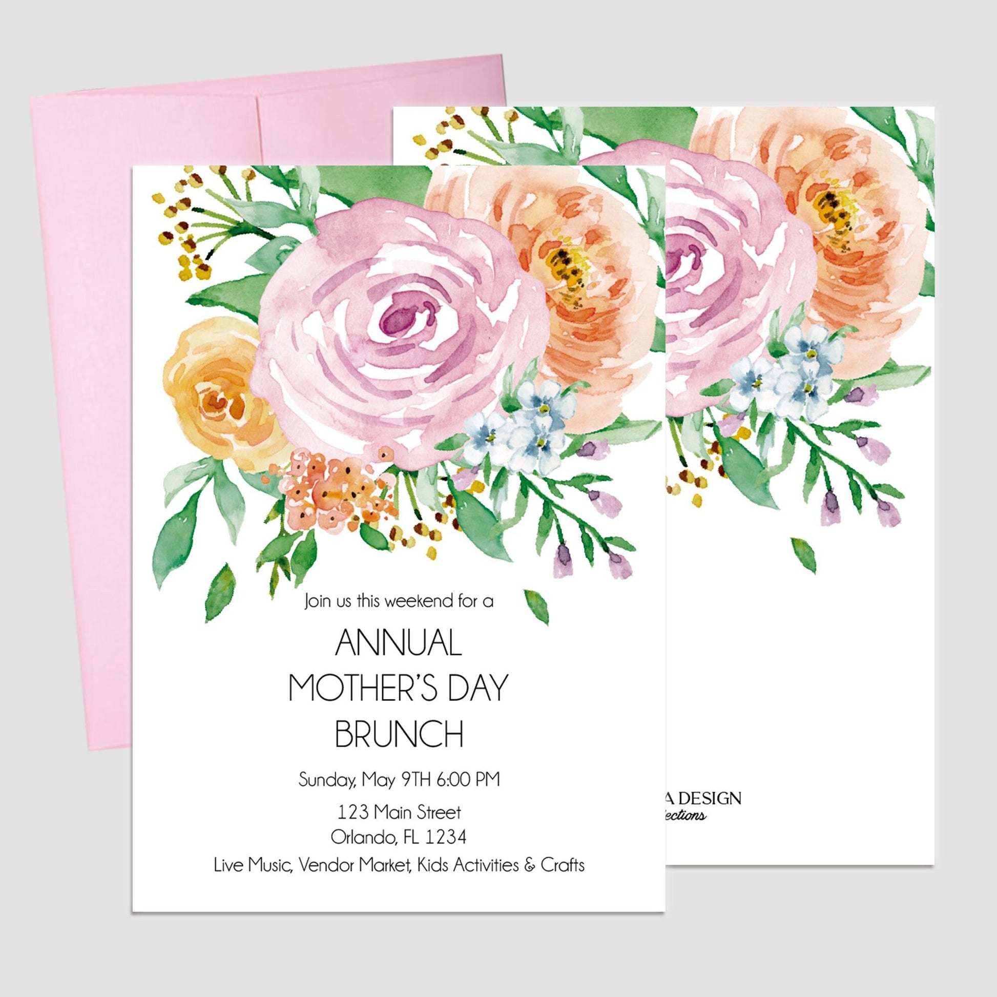 Floral Mother's Day Brunch Invitation, Printed Cards