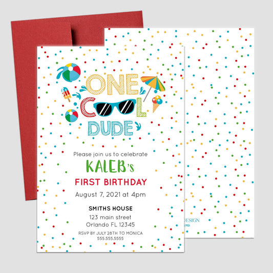 Cool Dude Birthday Invitation | Pool Party, Any Age