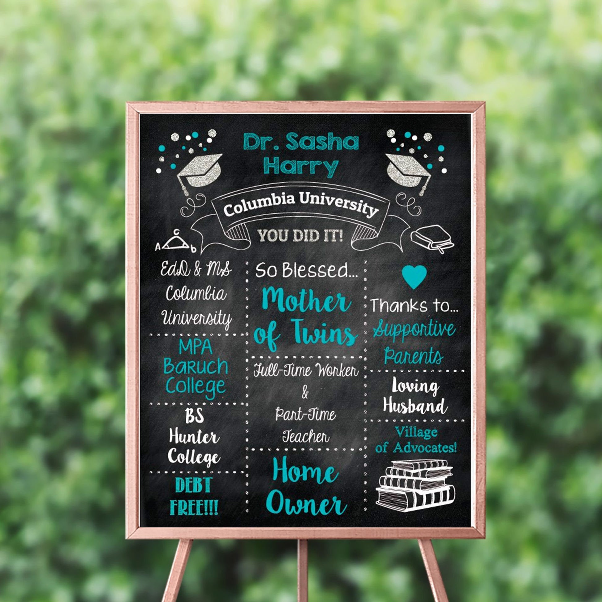 Custom Graduation Chalkboard Sign, Photo Prop (Printed or Printable File)