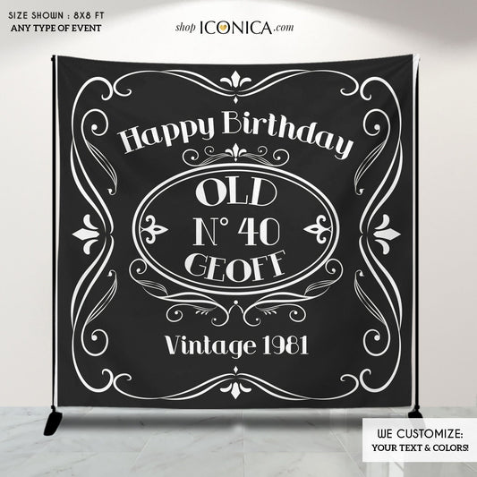Vintage 40th Birthday Backdrop, Whiskey Theme Party Decor