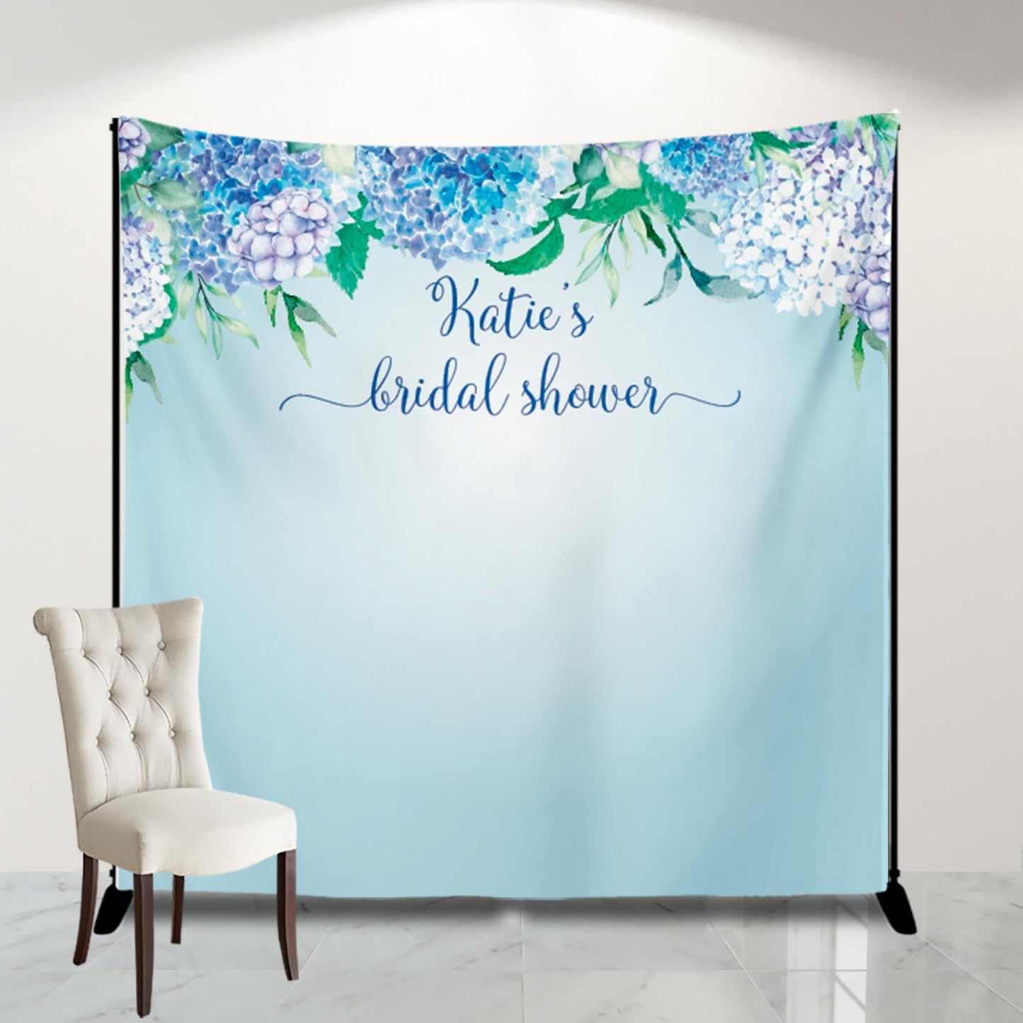 Hydrangea Bridal Shower Photo Booth Backdrop, Floral Party Banner (Printed Or Digital File)