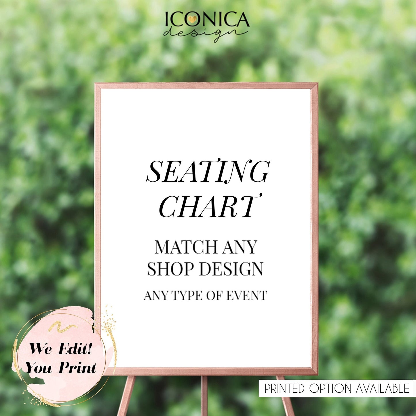 Seating Chart Board Custom Guest List Chart – A La Carte Digital File – Made to Order