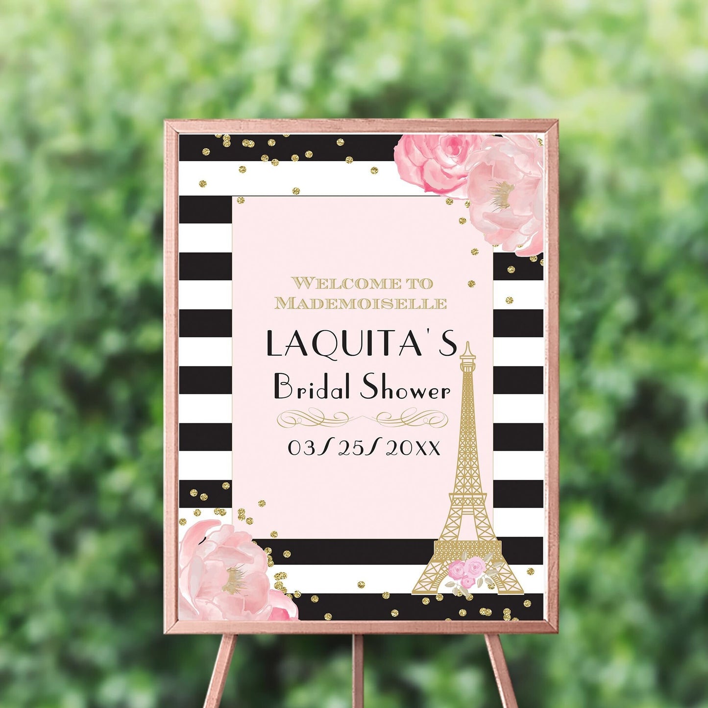 French Bridal Shower Welcome Sign – Floral Parisian Party