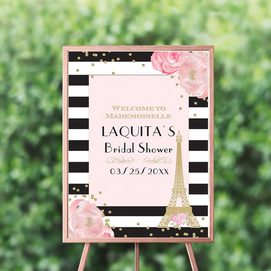 French Bridal Shower Welcome Sign – Floral Parisian Party