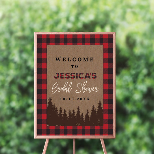 Buffalo Plaid Bridal Shower Welcome Sign, Personalized Printed Sign