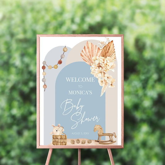 Boho Baby Shower Welcome Sign, Custom Printed Cardstock or Foam Board