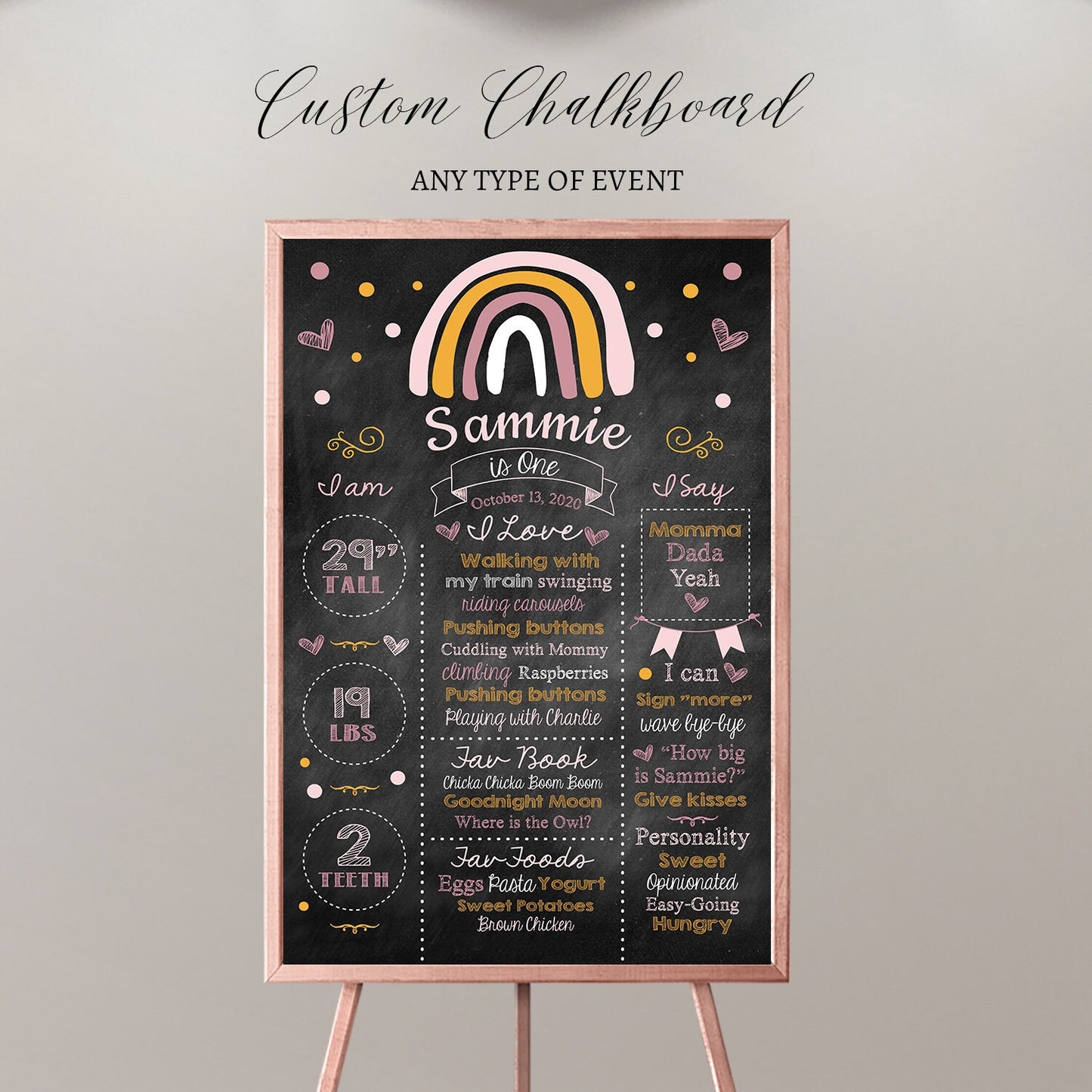 Milestones Board, First Birthday Sign – A La Carte Digital File – Made to Order