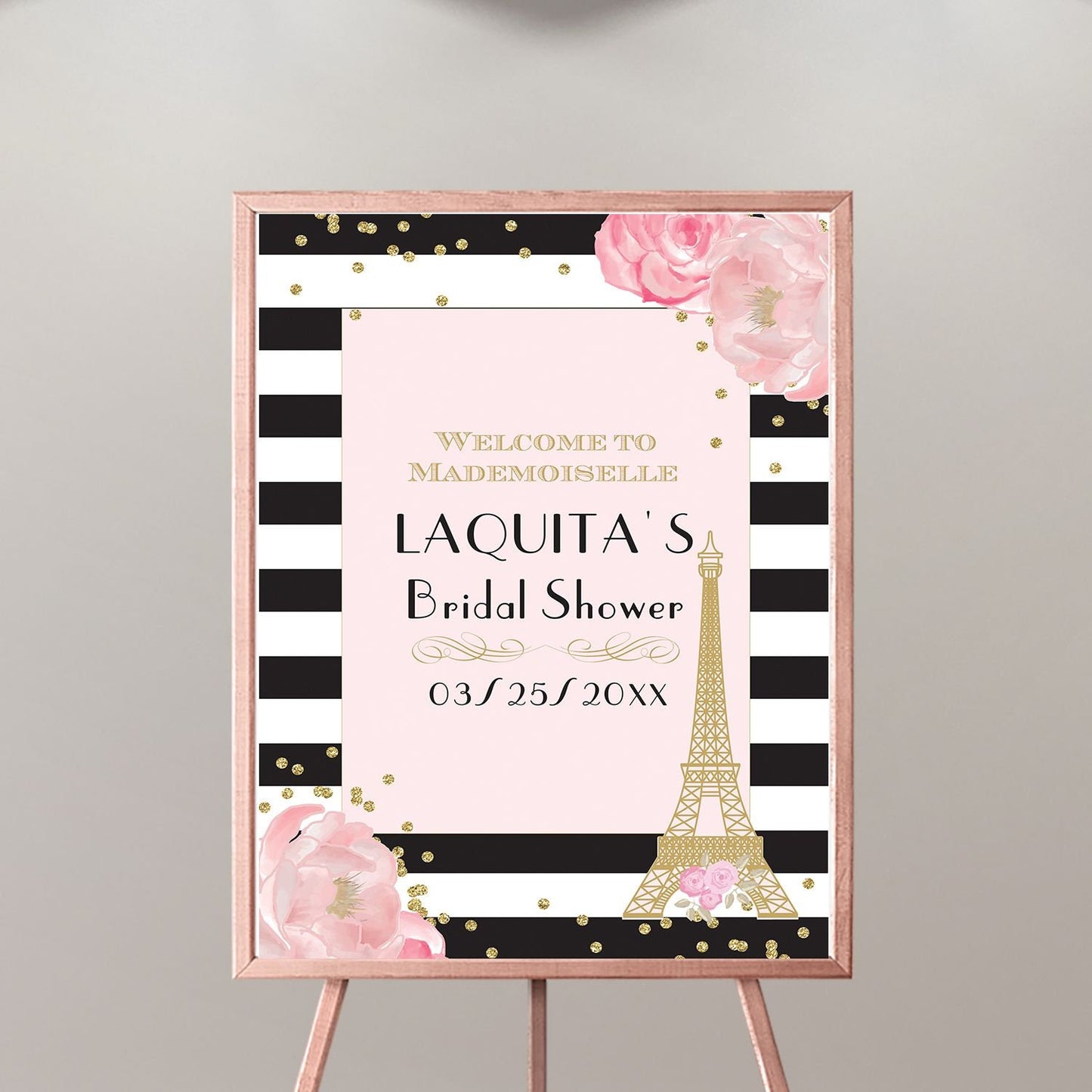 French Bridal Shower Welcome Sign – Floral Parisian Party