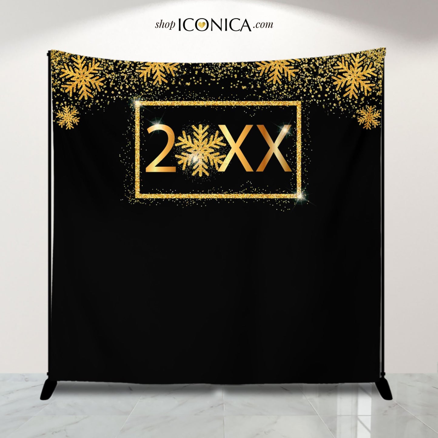 New Year's Eve Photo Booth Backdrop, Gold Glitter, NYE Party