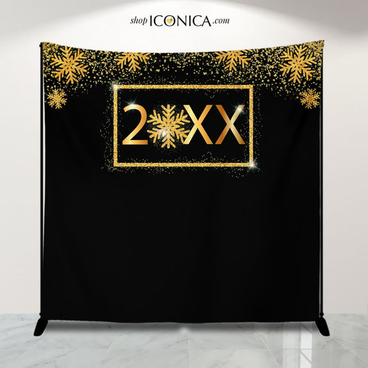 New Year's Eve Photo Booth Backdrop, Gold Glitter, NYE Party