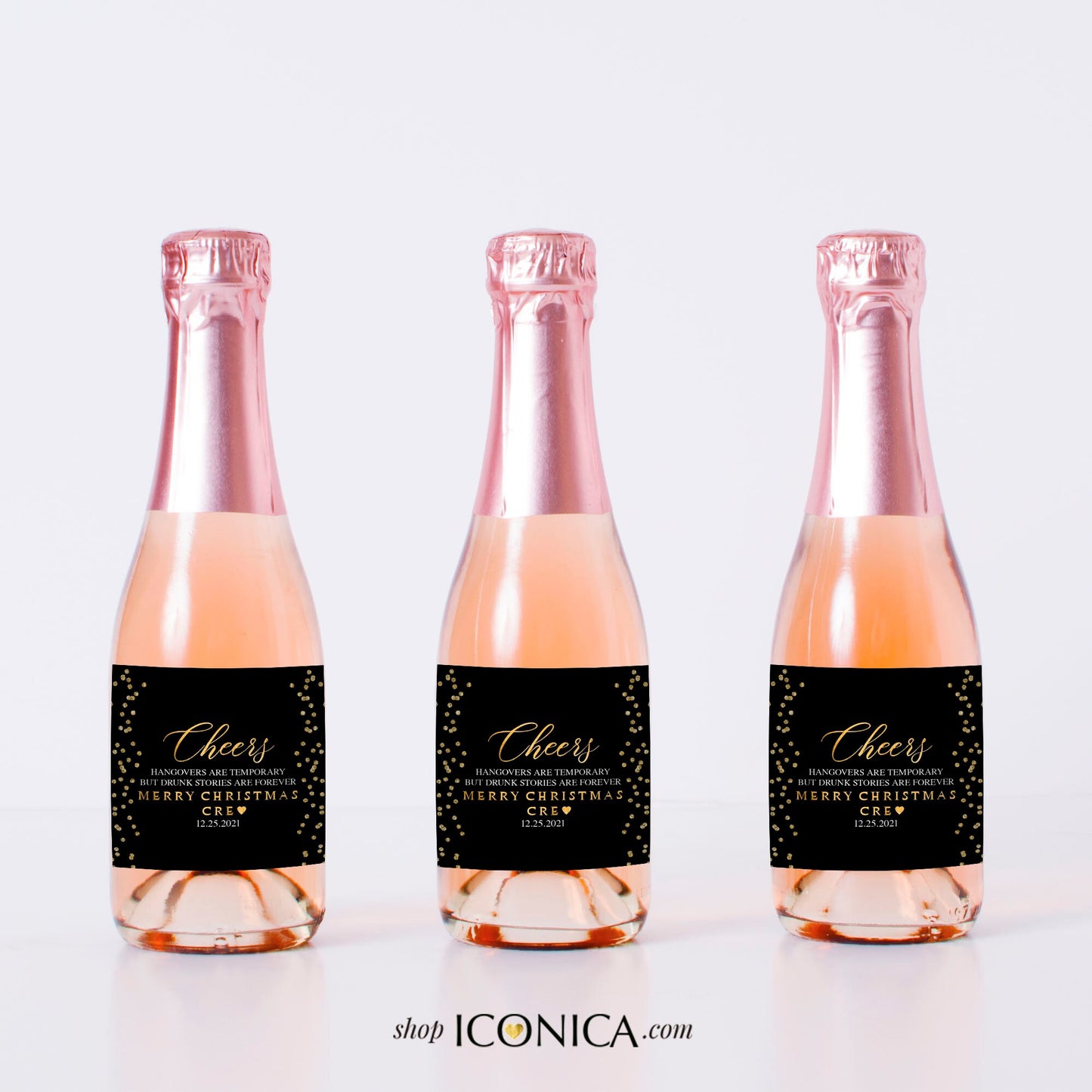 Personalized Mini Champagne Bottle Labels, Set of 10