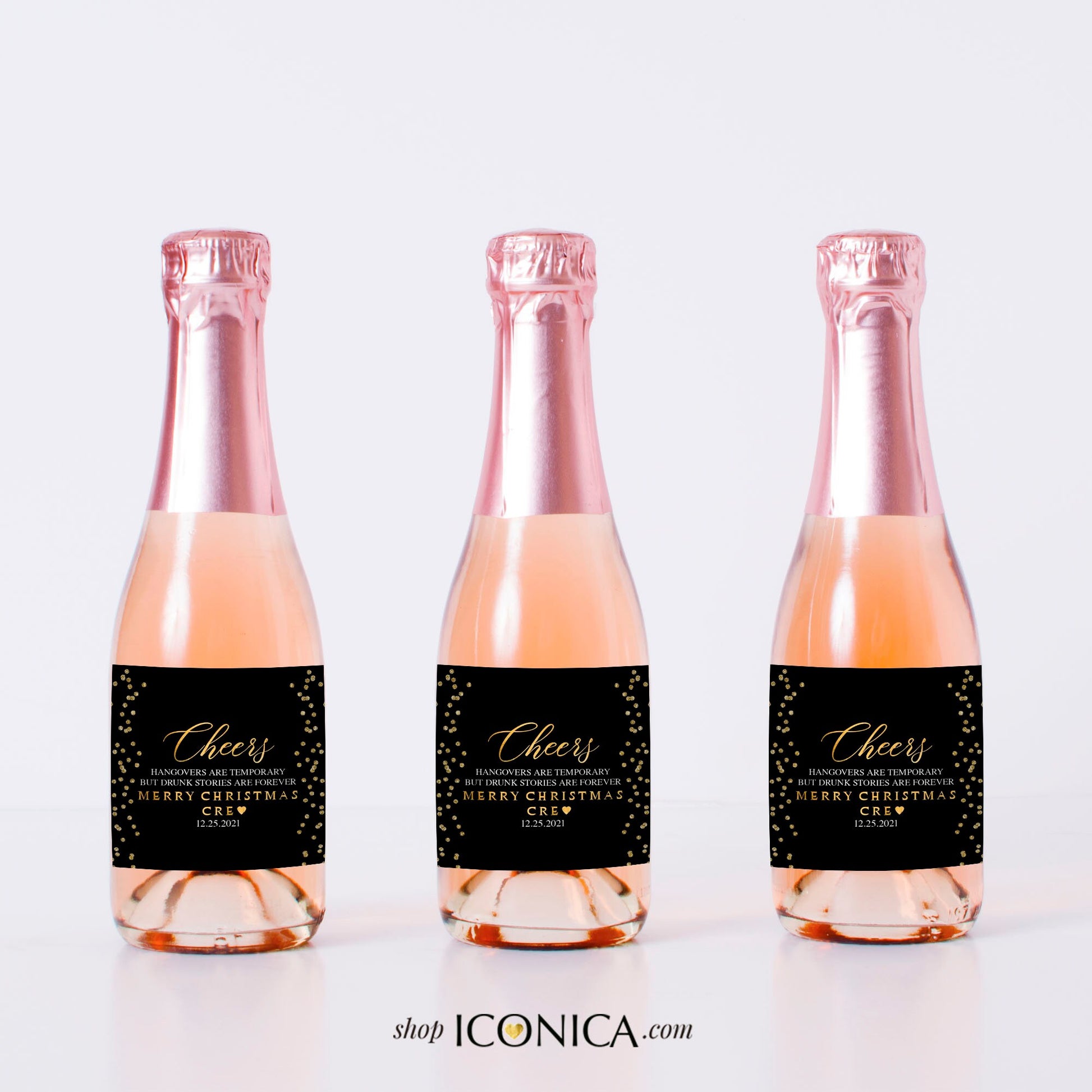 Personalized Mini Champagne Bottle Labels, Set of 10