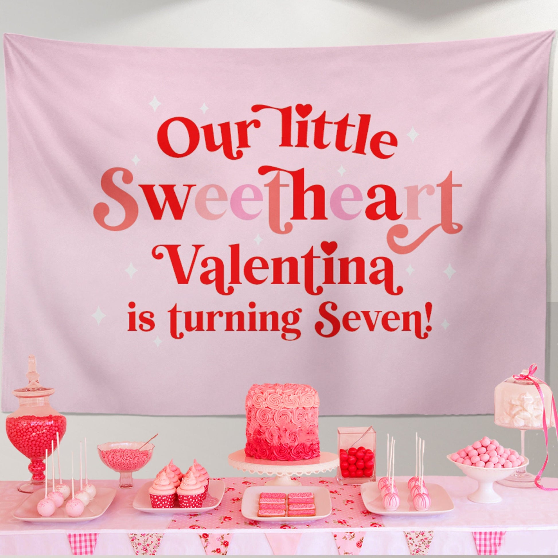 Personalized Valentine's Birthday Backdrop, Custom Party Banner