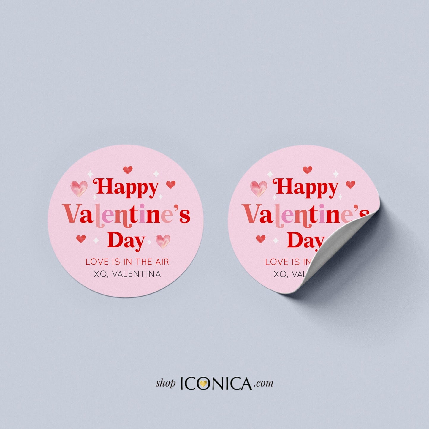 Personalized Valentine's Day Stickers, 2" Printed Labels