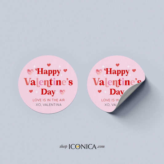Personalized Valentine's Day Stickers, 2" Printed Labels