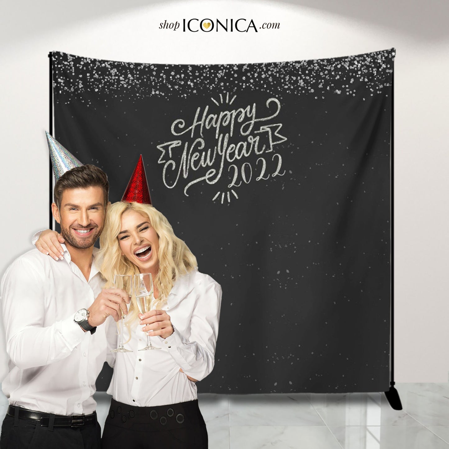 New Year's Eve Party Backdrop, Virtual Toast Decor (Vinyl or Fabric)