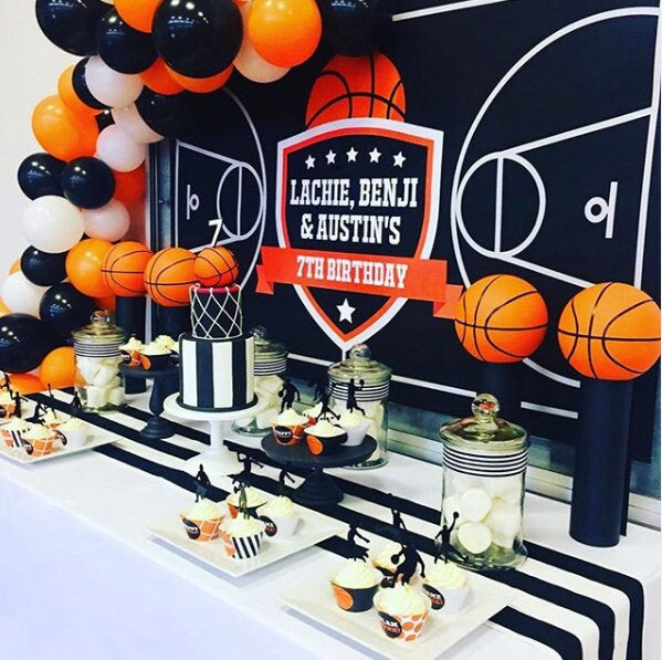 Custom Basketball 1st Birthday Party Backdrop