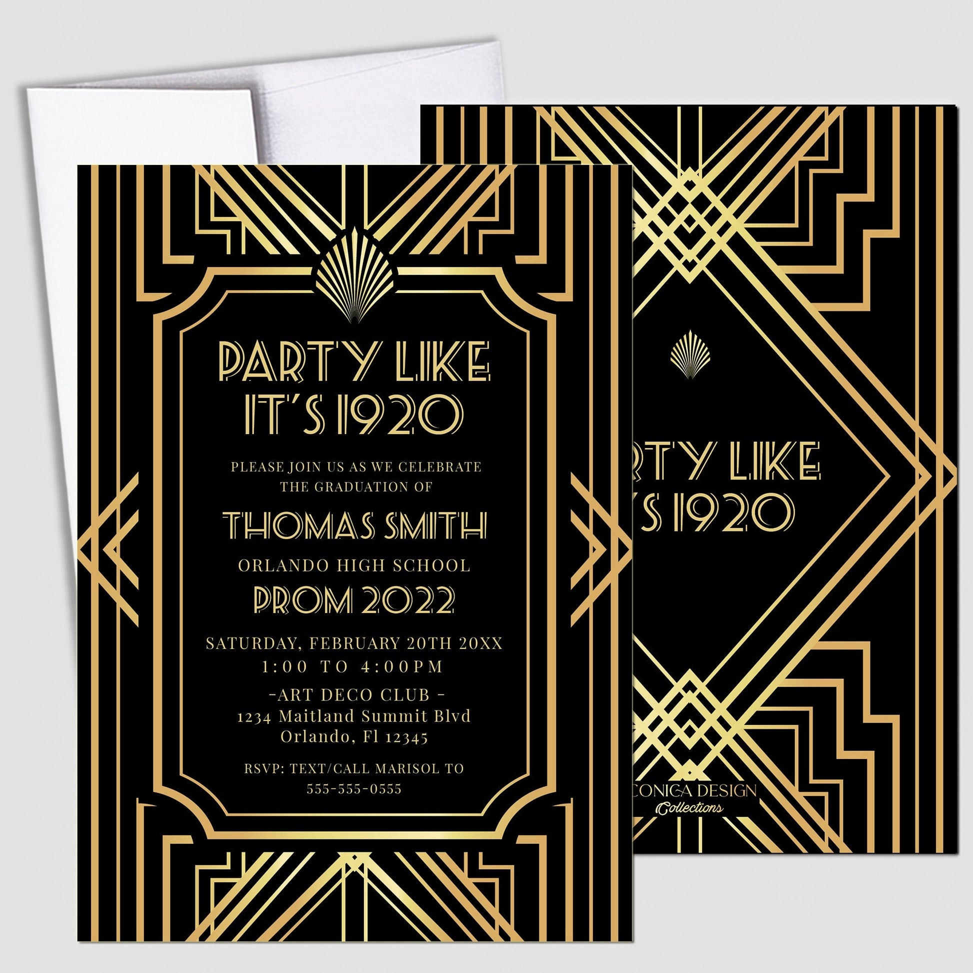 50th Birthday Invitation, Roaring 20s, Great Gatsby Party
