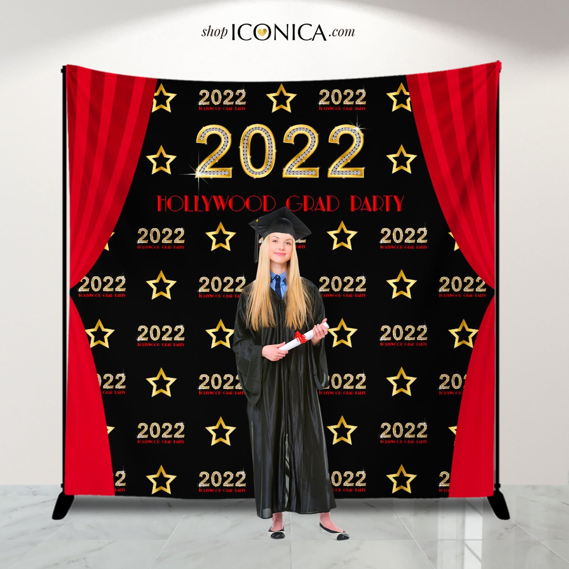 Personalized Hollywood Graduation Backdrop, Red Carpet Hollywood Theme