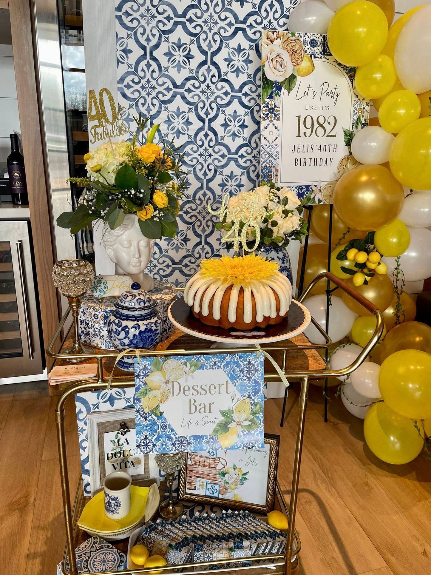 Tuscan Lemon Bridal Shower Invitation, Blue Tile, Citrus Theme