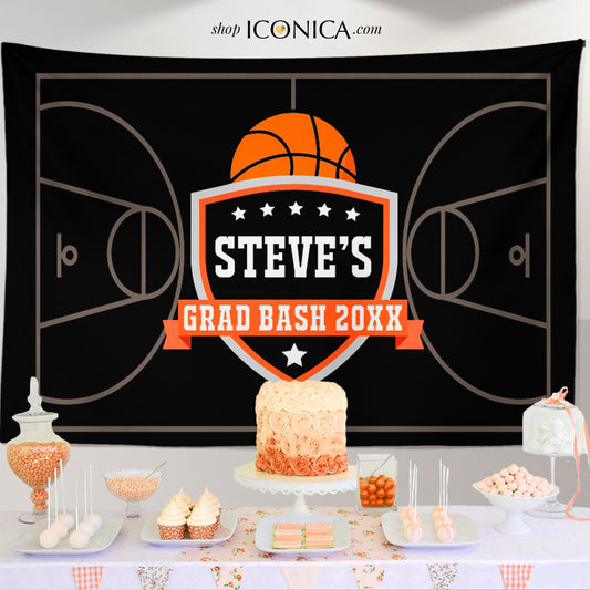Personalized Basketball Graduation Backdrop, Sports Theme Party