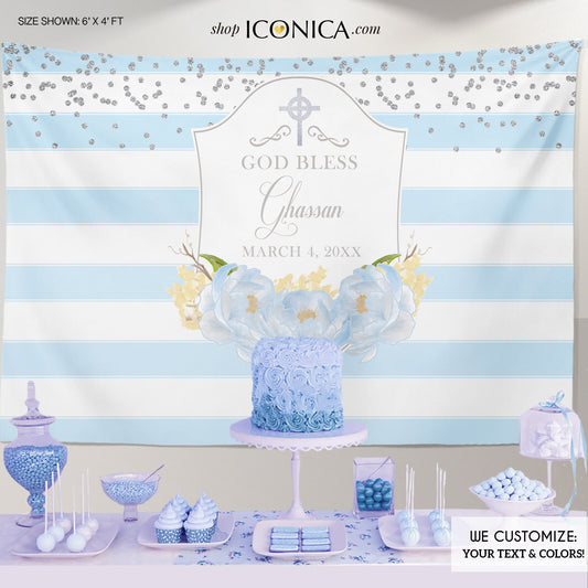 Personalized Baptism Backdrop, First Communion, Christening