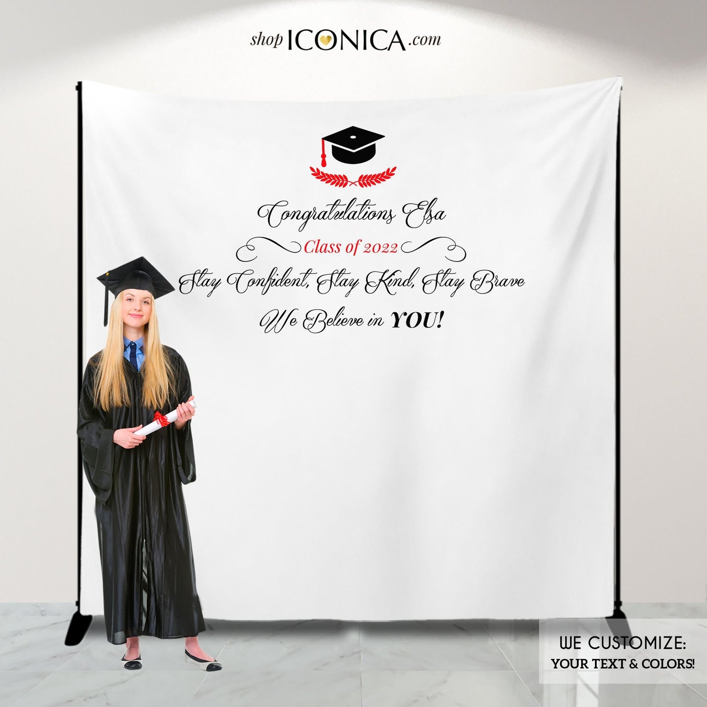 Personalized Graduation Photo Backdrop, Class of 2023 (Printed or Printable)